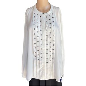 Jones NY White Long Sleeve New Blouse Size L